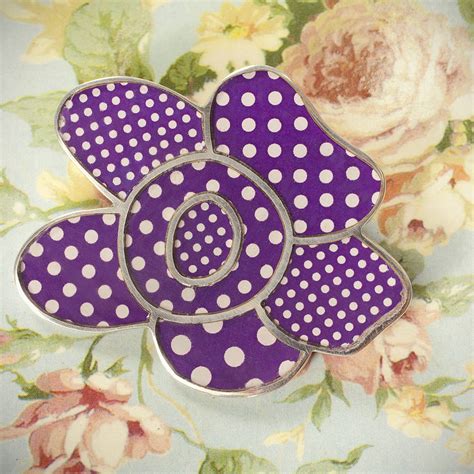 Polka dot flower brooch 